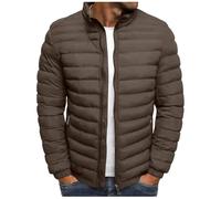 Mens Puffer Jacket without Hood Lightweight Padded Jackets for Men Long Sleeve Zipped Quilted Jacket Solid Colour Fitted Coats Transitional Tops Outdoor Winter Walking Outfits