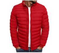 Mens Puffer Jacket without Hood Lightweight Padded Jackets for Men Long Sleeve Zipped Quilted Jacket Solid Colour Fitted Coats Transitional Tops Outdoor Winter Walking Outfits