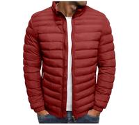 Mens Puffer Jacket without Hood Lightweight Padded Jackets for Men Long Sleeve Zipped Quilted Jacket Solid Colour Fitted Coats Transitional Tops Outdoor Winter Walking Outfits