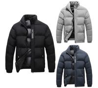 Mens Puffer Jacket Without Hood Mens Padded Coat Medium Insulated Puffy Coat Lightweightwarm Coats Quilted Water Resistant Jacket For Hiking Travelling Camping Full Zip Winter Coats