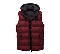 Men's Puffer Jackets Full Zipper Lightweight Warm Sleeveless Trendy Thick Solid Vest Plus Size Relaxed Fit Casual Winter Quilted Coat Red