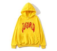Mens Pullover Hoodie,Long Sleeve Breathable Heavy Blend Unisex Juice Wrld Printed Hooded Sweatshirt Sportswear for Women Yellow (M)