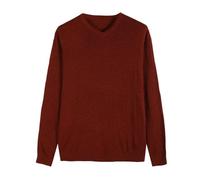 Mens Pullover Sweater - Autumn Winter Men Thin Knitted Sweater Business Casual V-Neck Classic Comfortable Slim Simple Bottoming Shirt Long Sleeve Warm Tops,Red,Xl