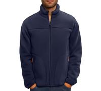 Men's Pullover Sweatshirt Men's Double Fleece Full Zip Lightweight Autumn Winter Warm Lapel Coat Outdoor Windproof Sweatshirts Big and Tall Sweatshirts for Men (Dark Blue, XXXXL)