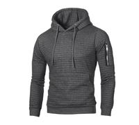 Men's Pullover Waffle Hoody Men's Hooded Cotton Long Sleeve Jumper Knitted Jumper Plain Men's Jumper Cotton Sweatshirt Baggy Sweat Pullover Outdoor Transition Jacket Elegant Top, Gy1, M