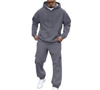 Men's Pullover Winter Long Sleeve Shirt Men's Set Casual Hoodie Sports Trousers Set Plain Transition Coat Sports Jacket with Drawstring Thermal Jacket Thermal Shirt Fashionable Hooded Coat, darkgray