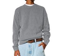 Mens Pullovers Round Neck Corduroy Jumper Men Plain Casual Streetwear Long Sleeve Jumpers Loose Fit Patchwork Sweater Baggy Sweatshirt Mens Oversized Drop Shoulder Sweatshirt Loose Fit Streetwear