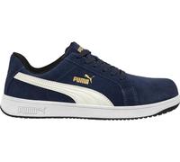 PUMA Safety Iconic Suede Low S1PL ESD FO HRO SR Unisex Safety Shoes Non-Slip Metal-Free Fibreglass Cap, navy, 11 UK
