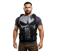 Men's Punisher Season 2_3 Skull Frank Castle Motorcycle Black Real Leather Vest Cosplay Costume-Gift For Him