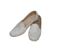 Mens Punjabi Jutti Khussa Indian Mojari Handmade Traditional Shoes Art-LR 21 (White, UK Footwear Size System, Adult, Men, Numeric, Narrow, 10)