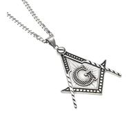 Mens Punk Antique Silver Tone Masonic Symbol Pendant Necklace Stainless Steel Gold Color Freemason Charm Pendant For Men Women