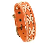 Mens Punk Bracelet Wide Genuine Leather Wristband Adjustable Belt Buckle Handmade Rope Braided Vintage Casual Cuff Bangle Women Unisex Jewelry Gift Orange