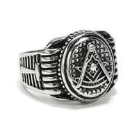 Men's Punk Hipster Stainless Steel Masonic Ring - Gothic Tribal Finger Ring for Men, Vintage Retro Knuckle Jewelry Gift
