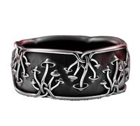 Men's Punk Mushroom Ring - Viking Symbol Gothic Jewelry Hip Hop Biker Accessory, Band Ring Father's Day Gift for Dad, Stainless Steel, No Gemstone