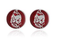 Mens Punk Red Ghost Smoking Design Cufflinks Personality Skull And Cigarette Pattern Round Cuff Button