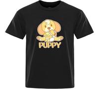 Men's Puppy Loving Hugs The Bear Doll T-Shirts Men Fashion Breathable Clothing Summer 100% Cotton Hip Hop Tees Black 3XL