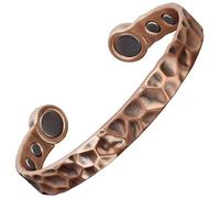Mens Pure Copper Bracelet Large Magnetic Copper Bangle Cuff 6 Powerful Neodymium Magnets Adjustable, Hammered-HM (L: Wrist 19.5-22cm/7.7-8.6”)