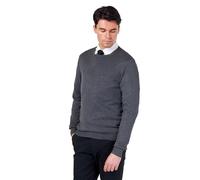 Mens Pure Cotton Drak-Grey Round Crew Neck Jumper Classic Fine Knit Lightweight Pullover Sweater [JUMPER-CREW-NECK-542- Dark-Grey-XL]