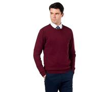 Mens Pure Cotton Maroon Round Crew Neck Jumper Classic Fine Knit Lightweight Pullover Sweater [JUMPER-CREW-NECK-542-MAROON-2XL]