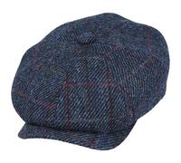 Mens Pure Harris Tweed Check Wool Newsboy Cap Check 8 Panel Grandpa Flat Hat [HN203NVY-NAVY-M]