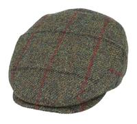 Mens Pure Harris Tweed Check Wool Newsboy Cap Check 8 Panel Grandpa Flat Hat [HN204GRN-GREEN-L]