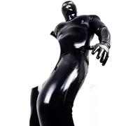 Men's PVC Leather Zipper Bodysuit Jumpsuit Catsuit Clothing Prisoner Patent Leather Jumpsuits Cosplay Catsuit Gloves Mask Bodysuit Medium
