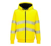 Men's PW3 Hi-Vis Zipped Winter Fleece Hoodie Full Zip UP Reflective Jumper-PW321
