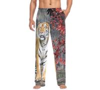 Mens Pyjama Bottoms Animal Tiger Print Pyjamas Loungewear 100% Cotton Pyjama Trouser Nightwear PJs Pants for Men Boys