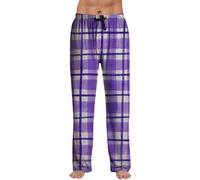Men's Pyjama Bottoms Casual Straight Draped Lounge Pants Mens Striped Plaid Printed Soft Sleeping Trousers Ideal for Relaxing at Home Purple