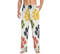 Mens Pyjama Bottoms Colorful Animal Dog Paw Print Pyjamas Loungewear 100% Cotton Pyjama Trouser Nightwear PJs Pants for Men Boys