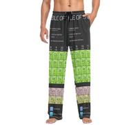 Mens Pyjama Bottoms Educational Periodic Table of the Elements Pyjamas Loungewear 100% Cotton Pyjama Trouser Nightwear PJs Pants for Men Boys