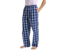 Mens Pyjama Bottoms Elasticated Waist Loungewear for Sleep Plaid Print Sleeping Trouser Loose Fit Straight Leg Nightwear Mens PJ Bottoms with Pockets Super Soft Sleepwear