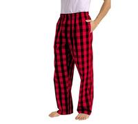 Mens Pyjama Bottoms Elasticated Waist Loungewear for Sleep Plaid Print Sleeping Trouser Loose Fit Straight Leg Nightwear Mens PJ Bottoms with Pockets Super Soft Sleepwear