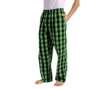 Mens Pyjama Bottoms Elasticated Waist Loungewear for Sleep Plaid Print Sleeping Trouser Loose Fit Straight Leg Nightwear Mens PJ Bottoms with Pockets Super Soft Sleepwear