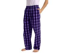 Mens Pyjama Bottoms Elasticated Waist Loungewear for Sleep Plaid Print Sleeping Trouser Loose Fit Straight Leg Nightwear Mens PJ Bottoms with Pockets Super Soft Sleepwear