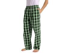 Mens Pyjama Bottoms Elasticated Waist Loungewear for Sleep Plaid Print Sleeping Trouser Loose Fit Straight Leg Nightwear Mens PJ Bottoms with Pockets Super Soft Sleepwear
