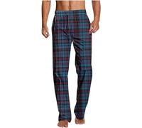 Mens Pyjama Bottoms Elasticated Waist PJ Trousers Checkered Loose Fit Sleeping Trouser Soft Straight Leg Lounge Pants Thin Casual Nightwear for Home Stretchy Men Sleepwear