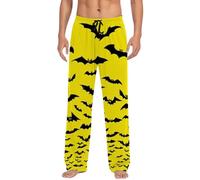 Mens Pyjama Bottoms Halloween Horror Pumpkin Ghost Printed Pyjamas Bottoms Funny Elasticated Pjs Trousers with Pockets Loose Fit Sleep Pants Long Comforty Novelty Trousers Loungewear for Holiday Party