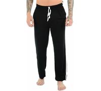 Mens Pyjama Bottoms Loungewear Night Pants with Pockets Elasticated Waist Striped Jog Jogging Tracksuit Bottoms Poly Cotton Pyjama Pjs Joggers Sleepwear Casual Gym (Black L)