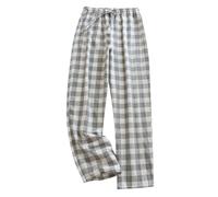 Men's Pyjama Bottoms, Mens Lounge Pants Checked Ultra-Soft Island Fleece Lounge Pants with Pockets Drawstring Elastic Waistband Mens Nightwear Cotton Rich and Comfort Fit Sleep Nightwear Trousers