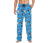 Mens Pyjama Bottoms, Orca Killer Whale on Blue Lounge Pants Cotton Nightwear PJs