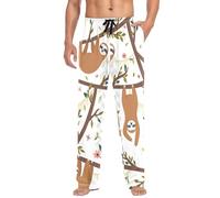 Mens Pyjama Bottoms Tropical Animal Sloth Pyjamas Loungewear 100% Cotton Pyjama Trouser Nightwear PJs Pants for Men Boys