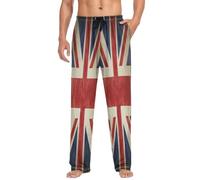 Mens Pyjama Bottoms Vintage UK Flag Union Jack English England Pyjamas Loungewear 100% Cotton Pyjama Trouser Nightwear PJs Pants for Men Boys