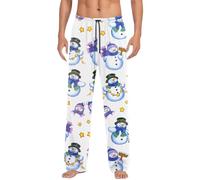 Men's Pyjama Bottoms with Funny Snowman Pattern - Winter Pyjama Bottoms for the Christmas Season | Comfortable Lounge Trousers with All-Over Print, Style_x01 White, XL
