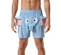 Men's Pyjama Set Bathrobe Shorts for Men, An Elephant, Original Shorts, Funny Underwear Prank for Men, Shorts with Animal Motifs, Elephant Will Ring, Trousers, blue, XL