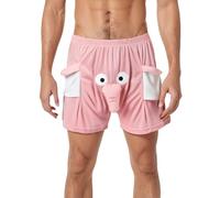 Men's Pyjama Set Bathrobe Shorts for Men, An Elephant, Original Shorts, Funny Underwear Prank for Men, Shorts with Animal Motifs, Elephant Will Ring, Trousers, pink, XL