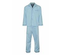 Mens Pyjama Set Sizes S M L XL XXL 3XL Nightwear Pyjama Woven Polyester/Cotton (3X-Large, Sky Blue)