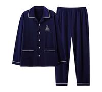 Men's Pyjama Sets Long Sleeve, Mens Winter Pyjamas Set Long Sleeve and Checked Pants 2 Piece Pj Set Soft Comfy Loungewear Casual Sleepwear Winter Nightwear
