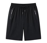 Mens Pyjama Shorts Comfy Pants with Pockets Knee Length Stretch Fit Summer Drawstring Beach Shorts Organic Cotton Rich (L) Black
