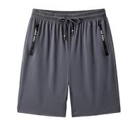 Mens Pyjama Shorts Comfy Pants with Pockets Knee Length Stretch Fit Summer Drawstring Beach Shorts Organic Cotton Rich (Grey, L)